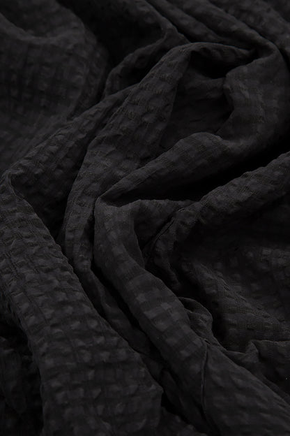 Loose Black Textured Silk Shirt 5