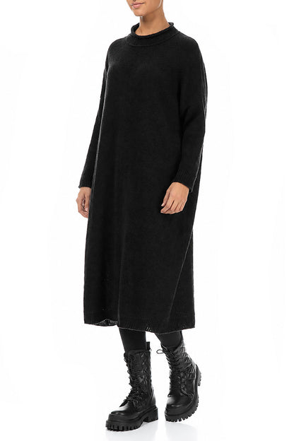 Loose Black Wool Dress 3
