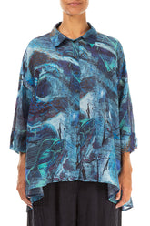 Loose Blue Reverie Silk Cotton Shirt 1