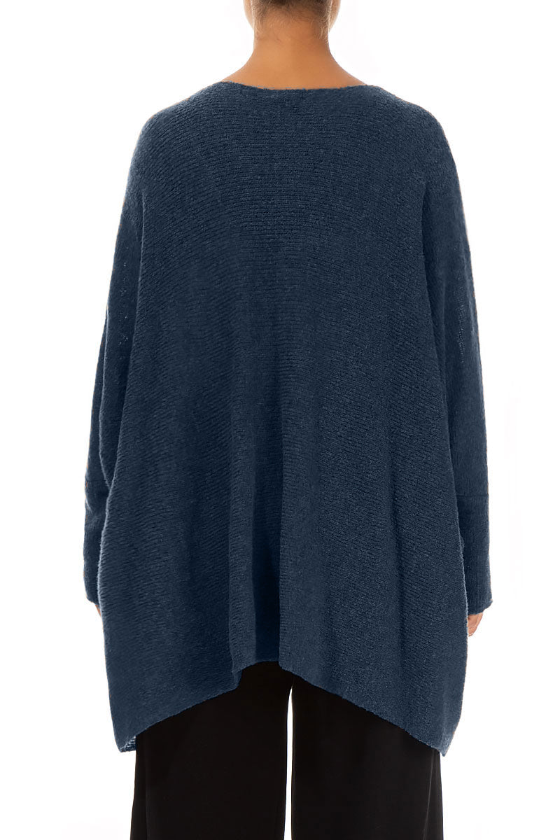 Loose Boxy Blue Wool Cardigan