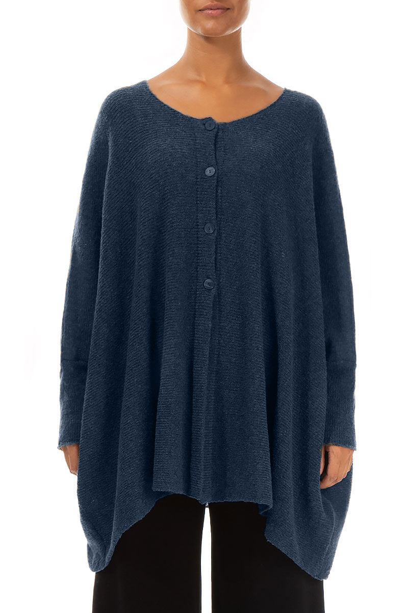 Loose Boxy Blue Wool Cardigan