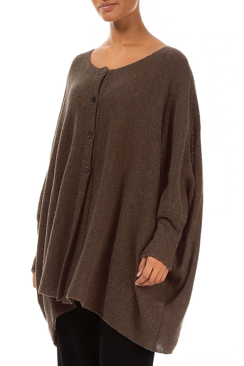 Loose Boxy Brown Wool Cardigan 3