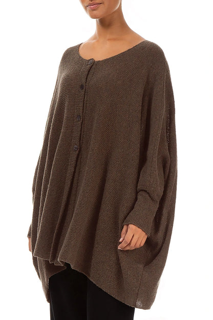 Loose Boxy Brown Wool Cardigan 3