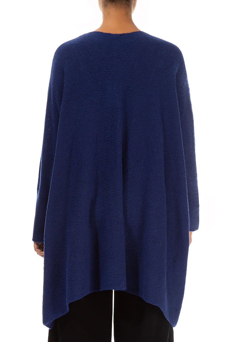 Loose Boxy Cobalt Blue Wool Cardigan