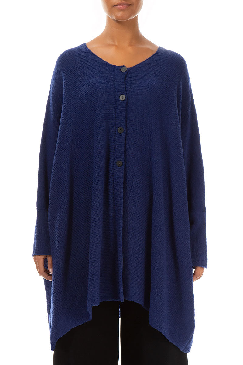 Loose Boxy Cobalt Blue Wool Cardigan