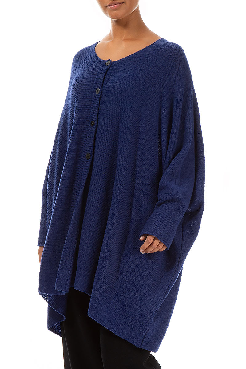 Loose Boxy Cobalt Blue Wool Cardigan