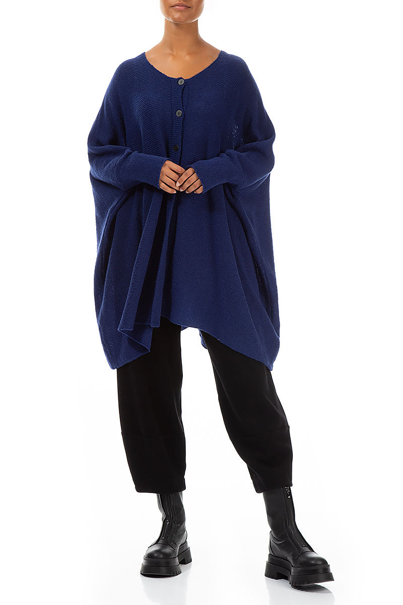 Loose Boxy Cobalt Blue Wool Cardigan