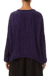Loose Boxy Crinkled Royal Purple Silk Linen Blouse 2