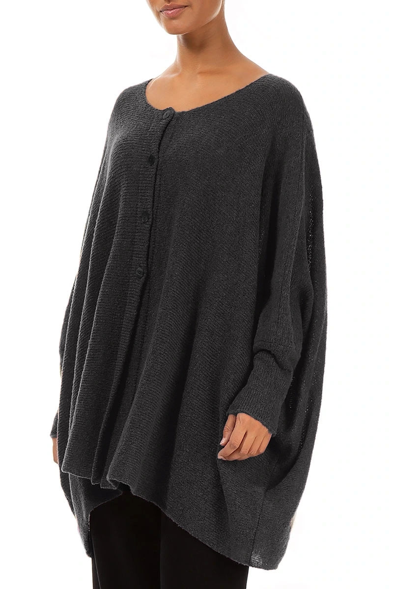 Loose Boxy Dark Grey Wool Cardigan 3
