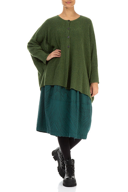 Loose Boxy Dark Sage Wool Cardigan