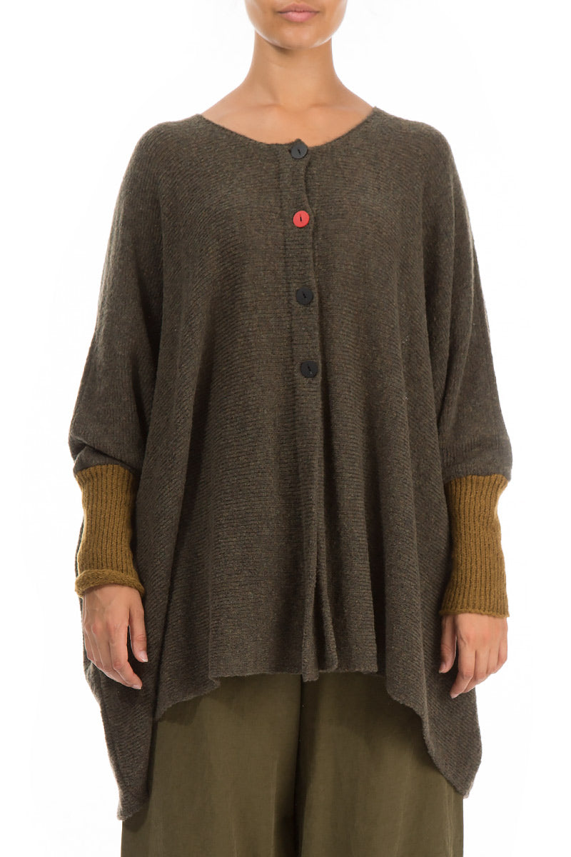 Loose Boxy Khaki Mustard Wool Cardigan