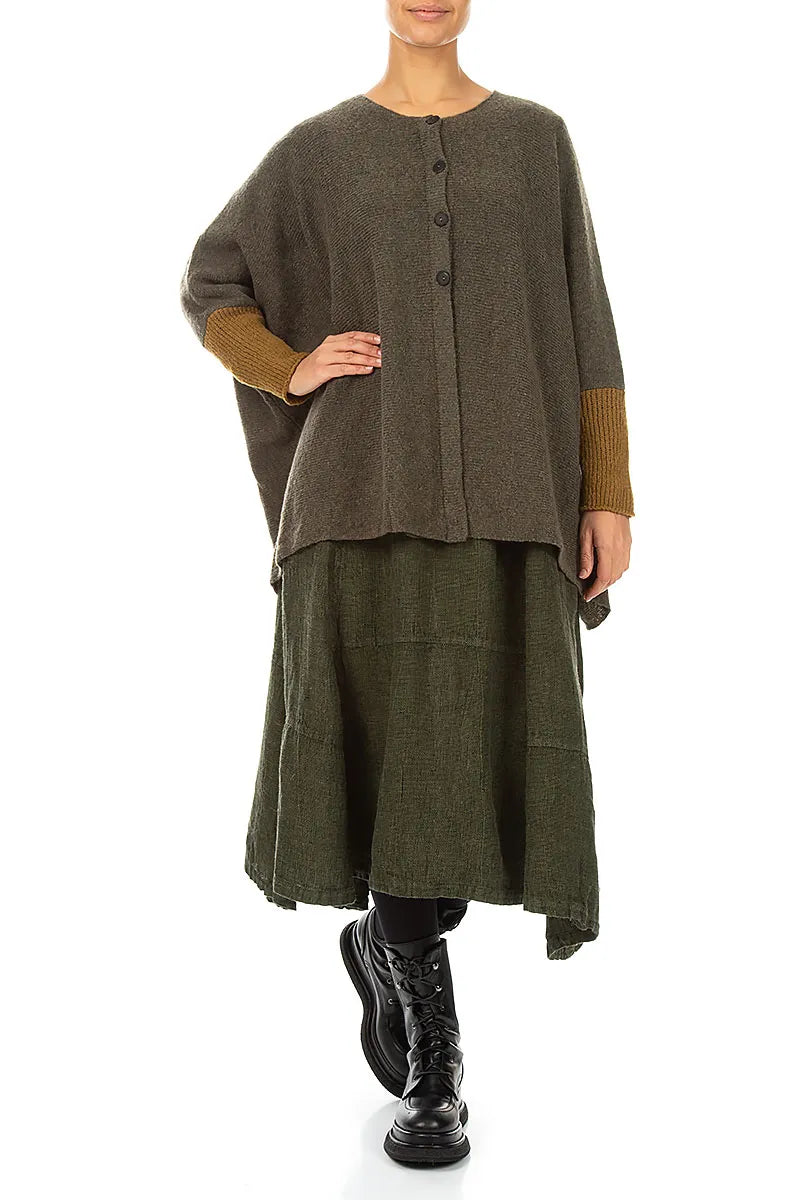 Loose Boxy Khaki Mustard Wool Cardigan 4