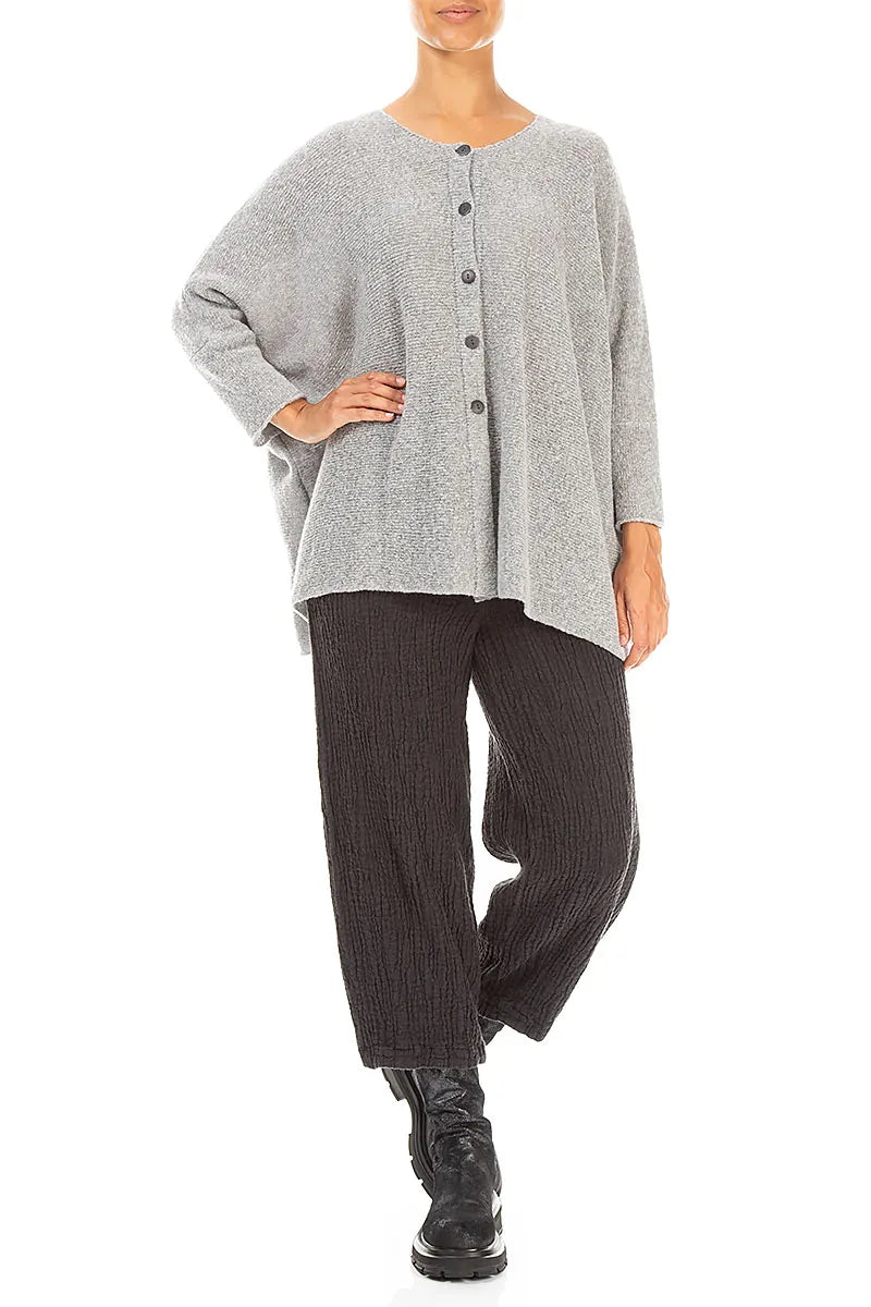 Loose Boxy Light Grey Wool Cardigan 4