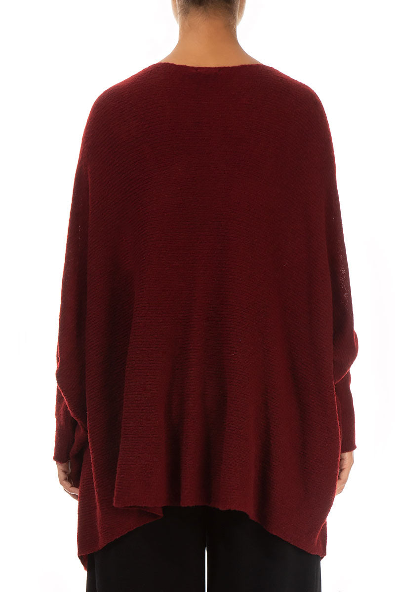 Loose Boxy Maroon Wool Cardigan