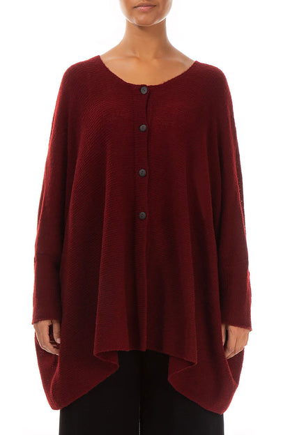 Loose Boxy Maroon Wool Cardigan