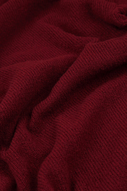 Loose Boxy Maroon Wool Cardigan