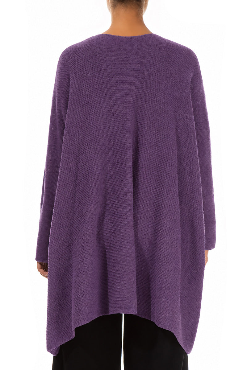 Loose Boxy Purple Wool Cardigan