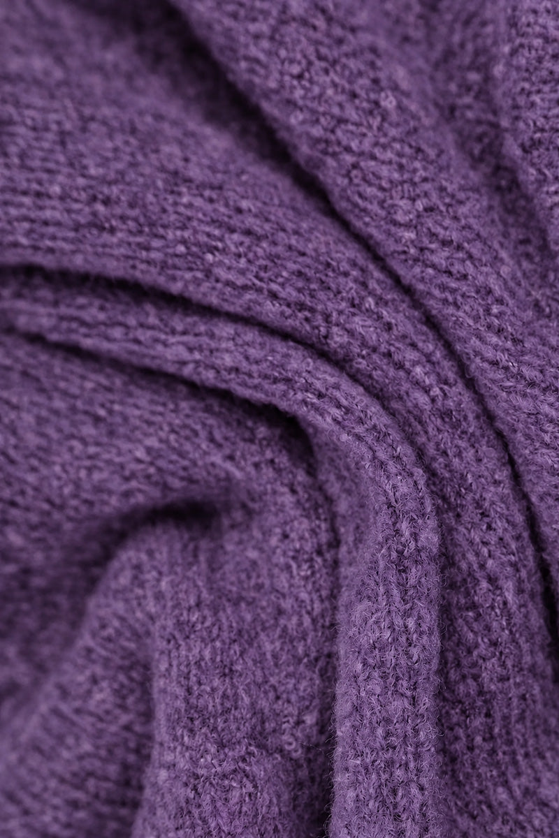 Loose Boxy Purple Wool Cardigan