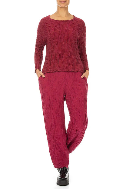 Loose Boxy Ruby Circle Silk Linen Blouse