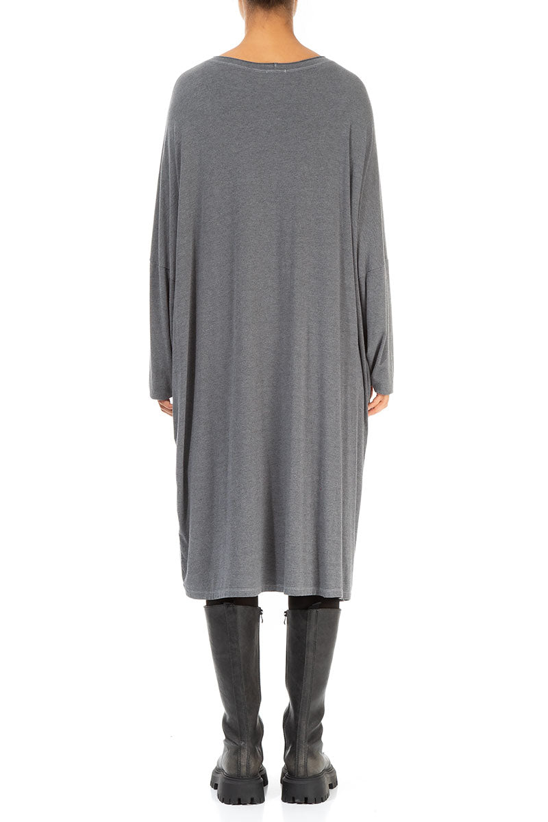 Loose Boxy Silver Cotton Tunic Dress