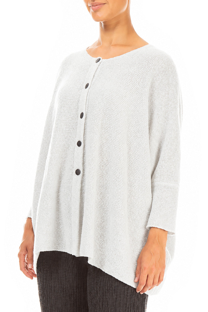 Loose Boxy White Wool Cardigan