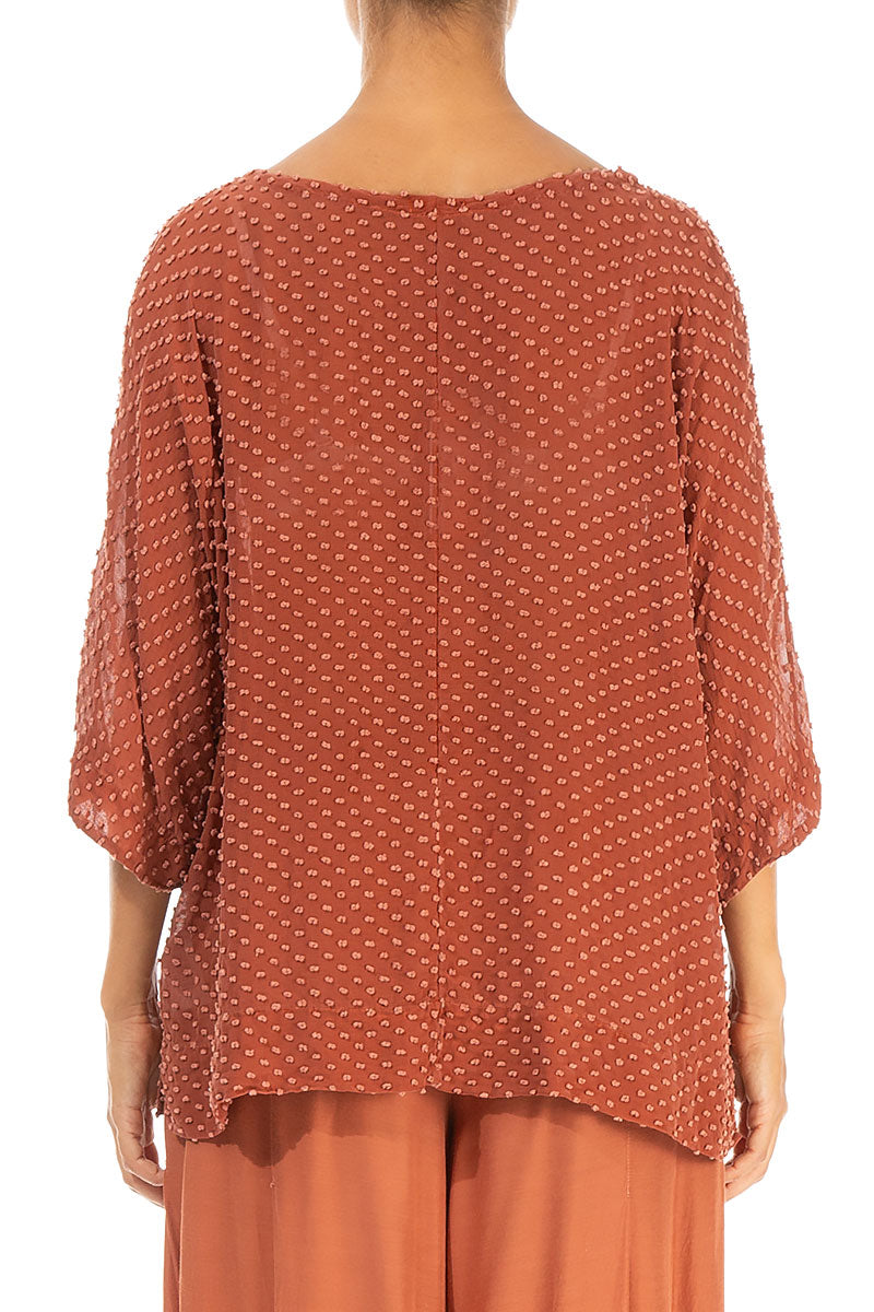 Loose Brick Dotty Silk Blouse