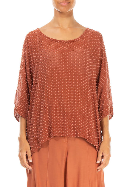 Loose Brick Dotty Silk Blouse