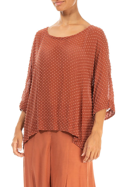 Loose Brick Dotty Silk Blouse