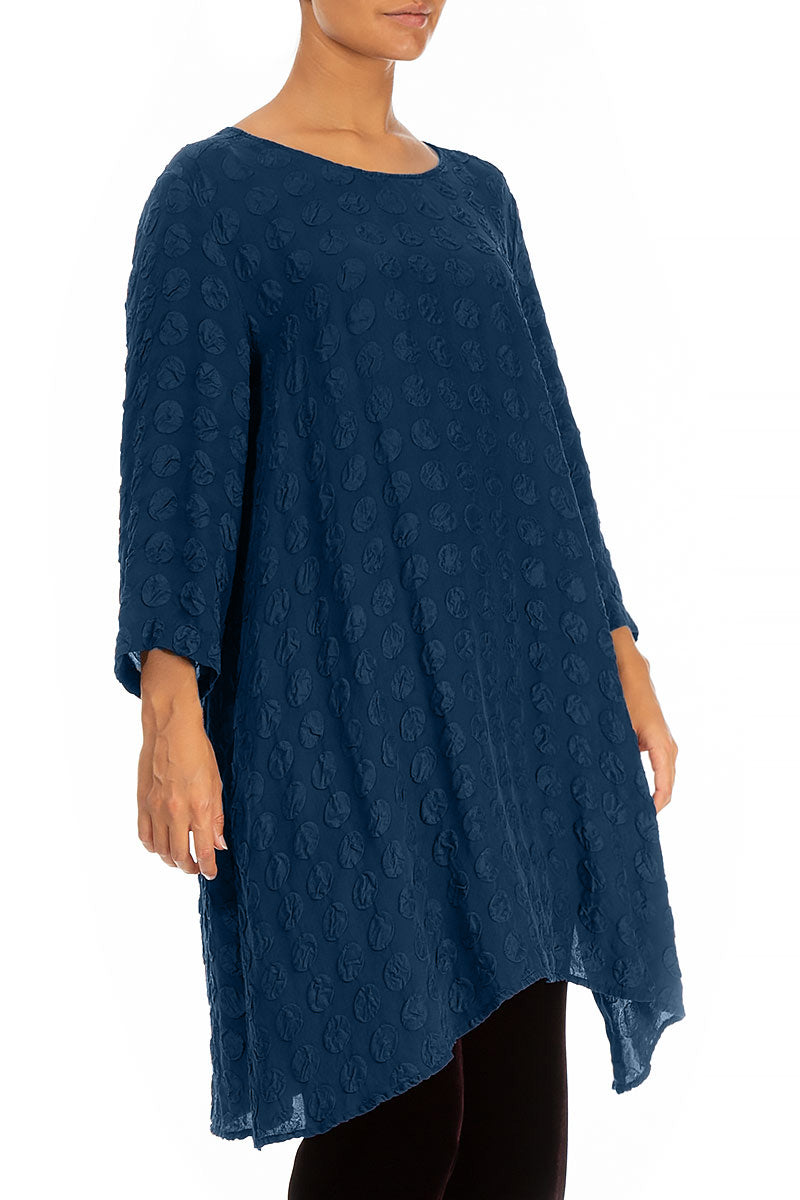 Loose Bubble Royal Blue Silk Tunic 3