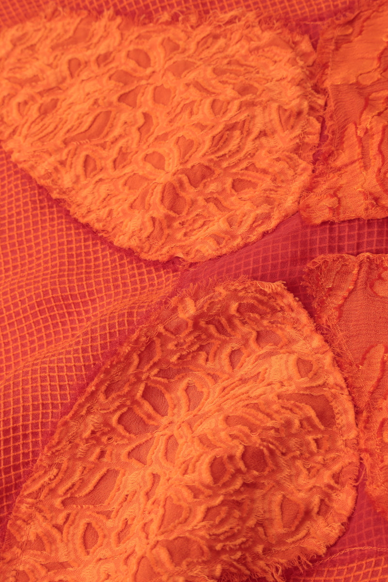 Loose Butterfly Flame Orange Mesh Silk Blouse 5