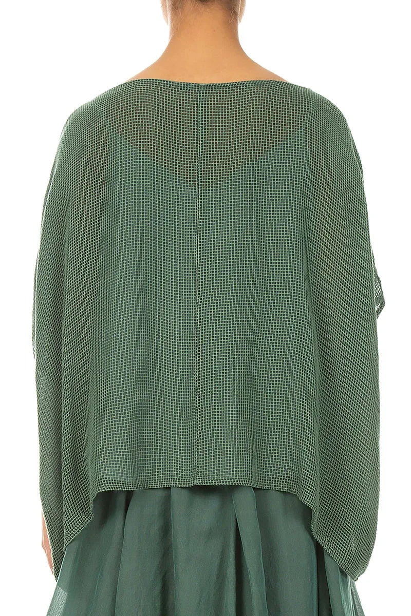 Loose Butterfly Sage Mesh Silk Blouse 2