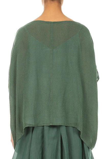 Loose Butterfly Sage Mesh Silk Blouse 2