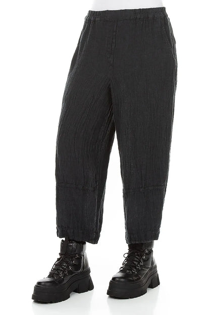 Loose Charcoal Mélange Linen Trousers 3