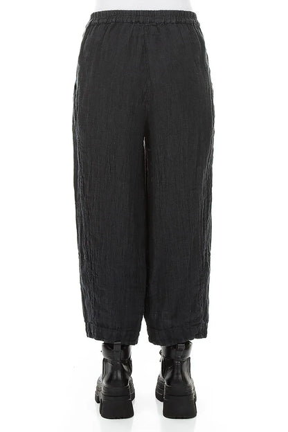 Loose Charcoal Mélange Linen Trousers 2