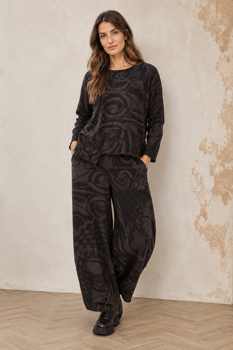 Loose Charcoal Orbit Cotton Trousers 1