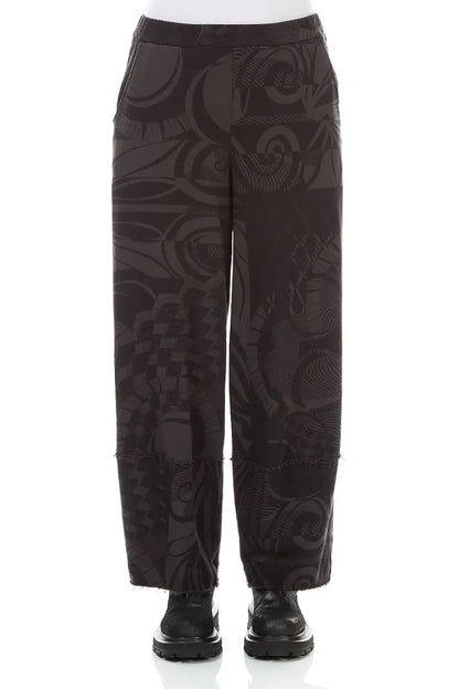 Loose Charcoal Orbit Cotton Trousers