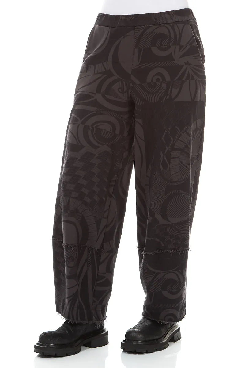 Loose Charcoal Orbit Cotton Trousers 4