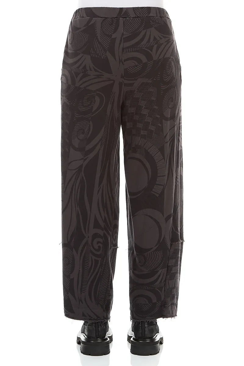 Loose Charcoal Orbit Cotton Trousers 3