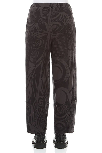 Loose Charcoal Orbit Cotton Trousers
