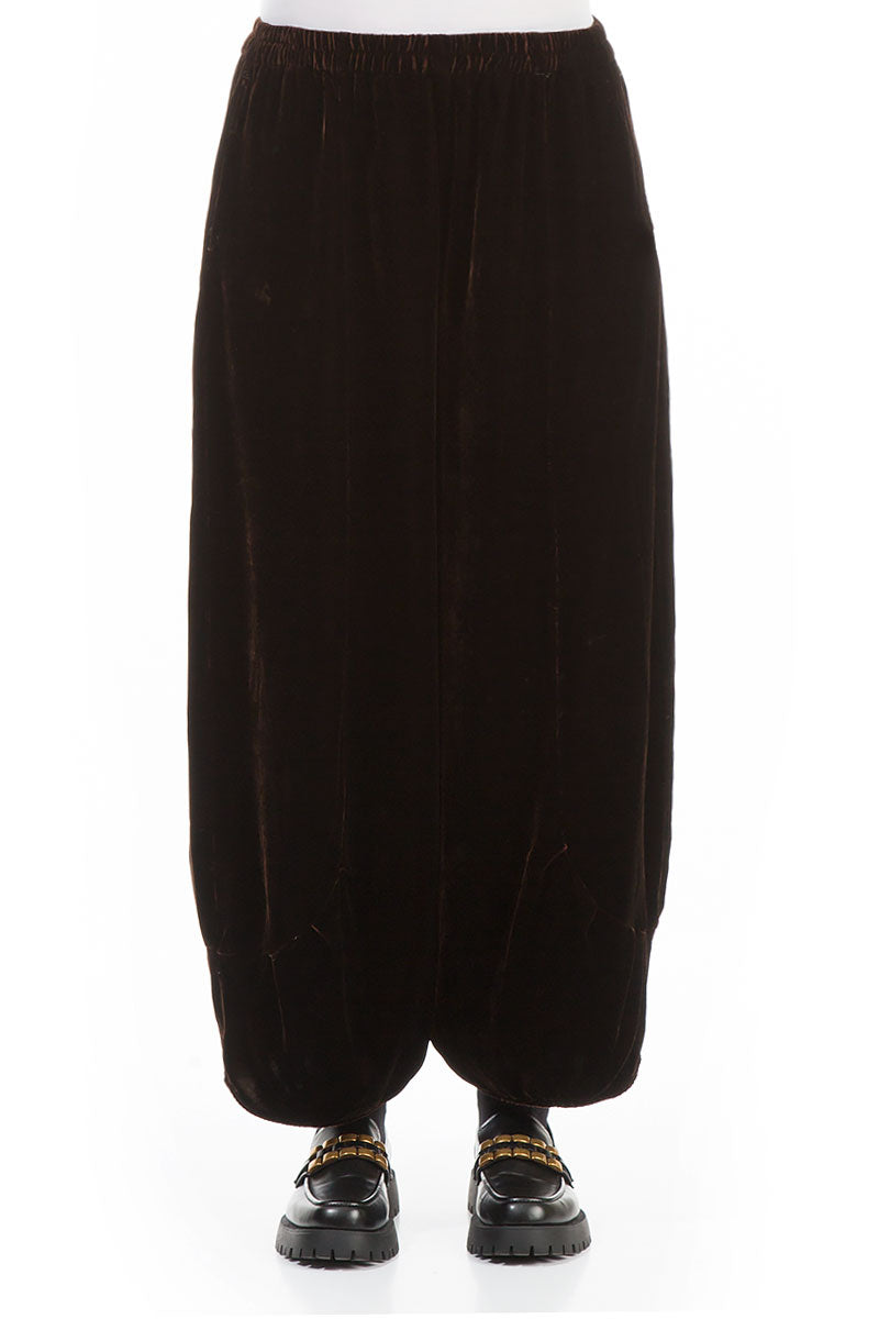 Loose Chocolate Silk Velvet Trousers