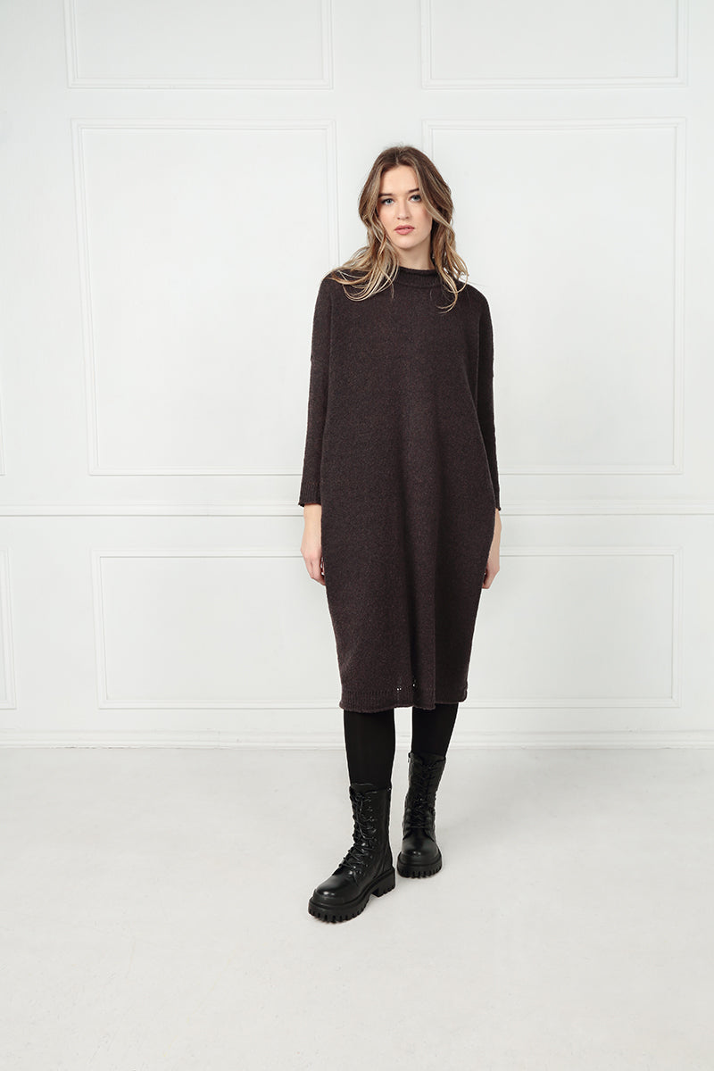 Loose Chocolate Wool Dress