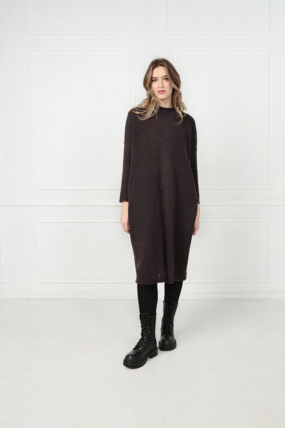 Loose Chocolate Wool Dress