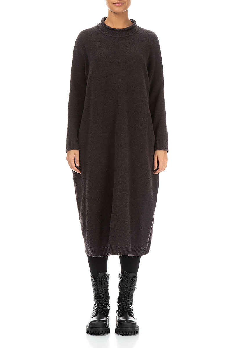 Loose Chocolate Wool Dress