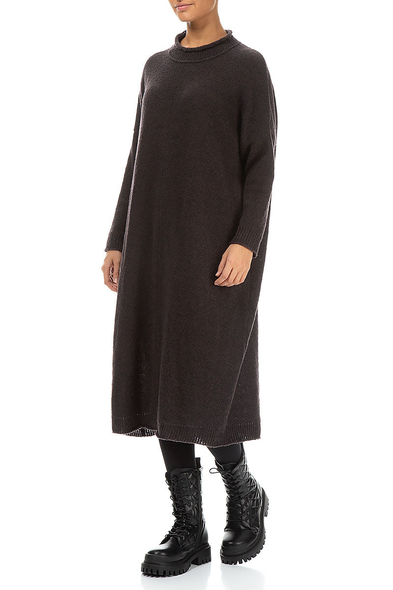 Loose Chocolate Wool Dress