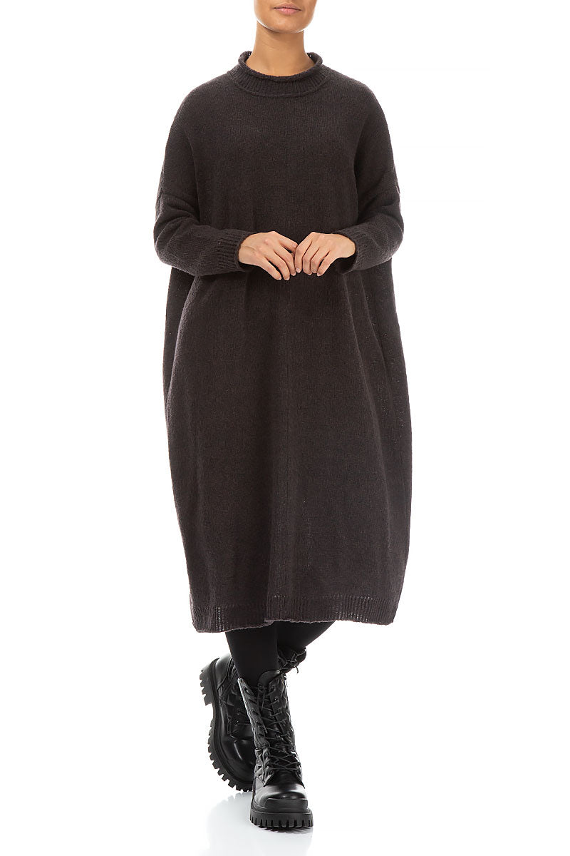 Loose Chocolate Wool Dress