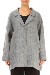 Loose Collar Neck Soft Grey Wool Jacket 1