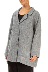 Loose Collar Neck Soft Grey Wool Jacket 3
