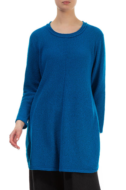 Loose Cosy Azure Blue Wool Sweater