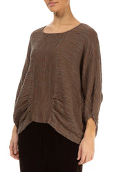 Loose Crinkled Aged Copper Silk Blouse 3