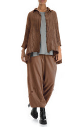 Loose Crinkled Aged Copper Silk Linen Shirt 5